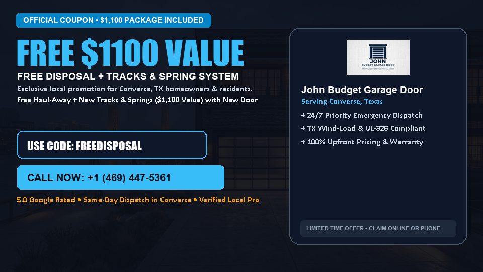 FREE Old Door Haul-Away & Heavy-Duty Tracks in Converse, TX - John Budget Garage Door